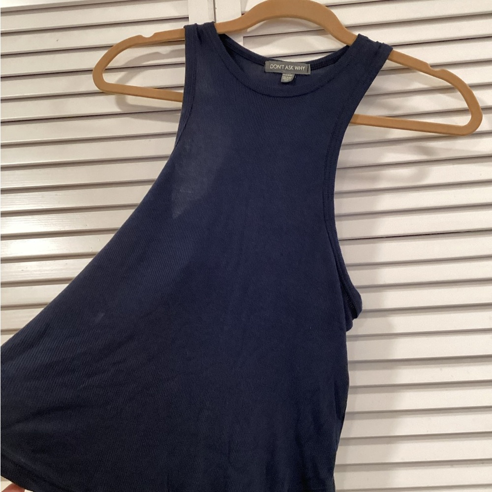“Don’t Ask Why” slightly ribbed blue boho tank S 💙